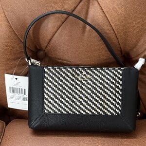 Kate Spade Black & Cream Lena convertible wristlet nwt